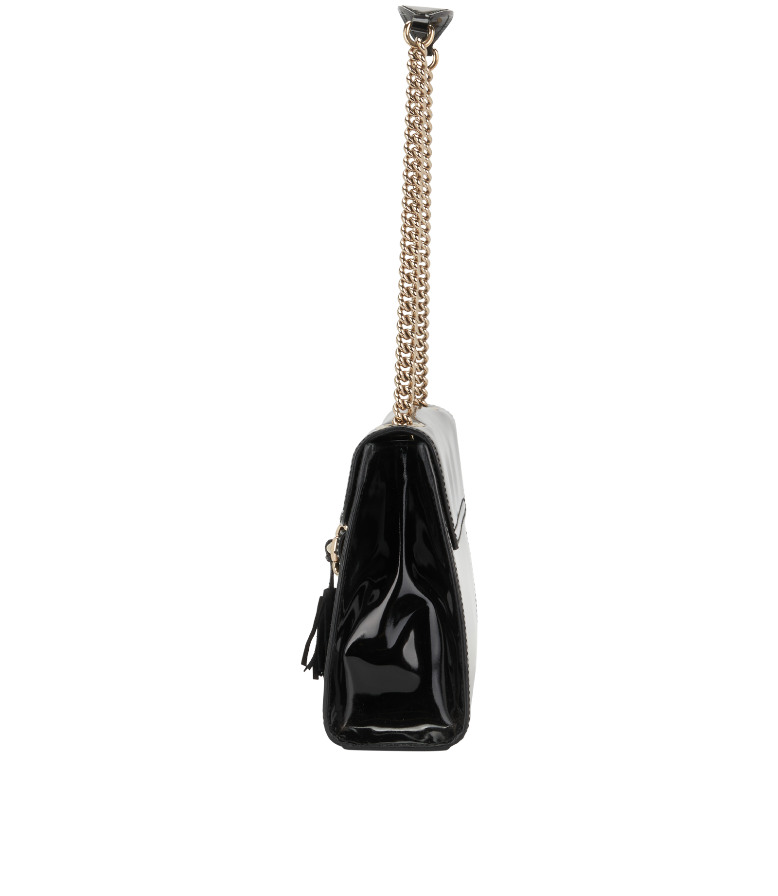 Medium Emily, &pound;495, Handbags, Black, Patent Leather, Bottom view